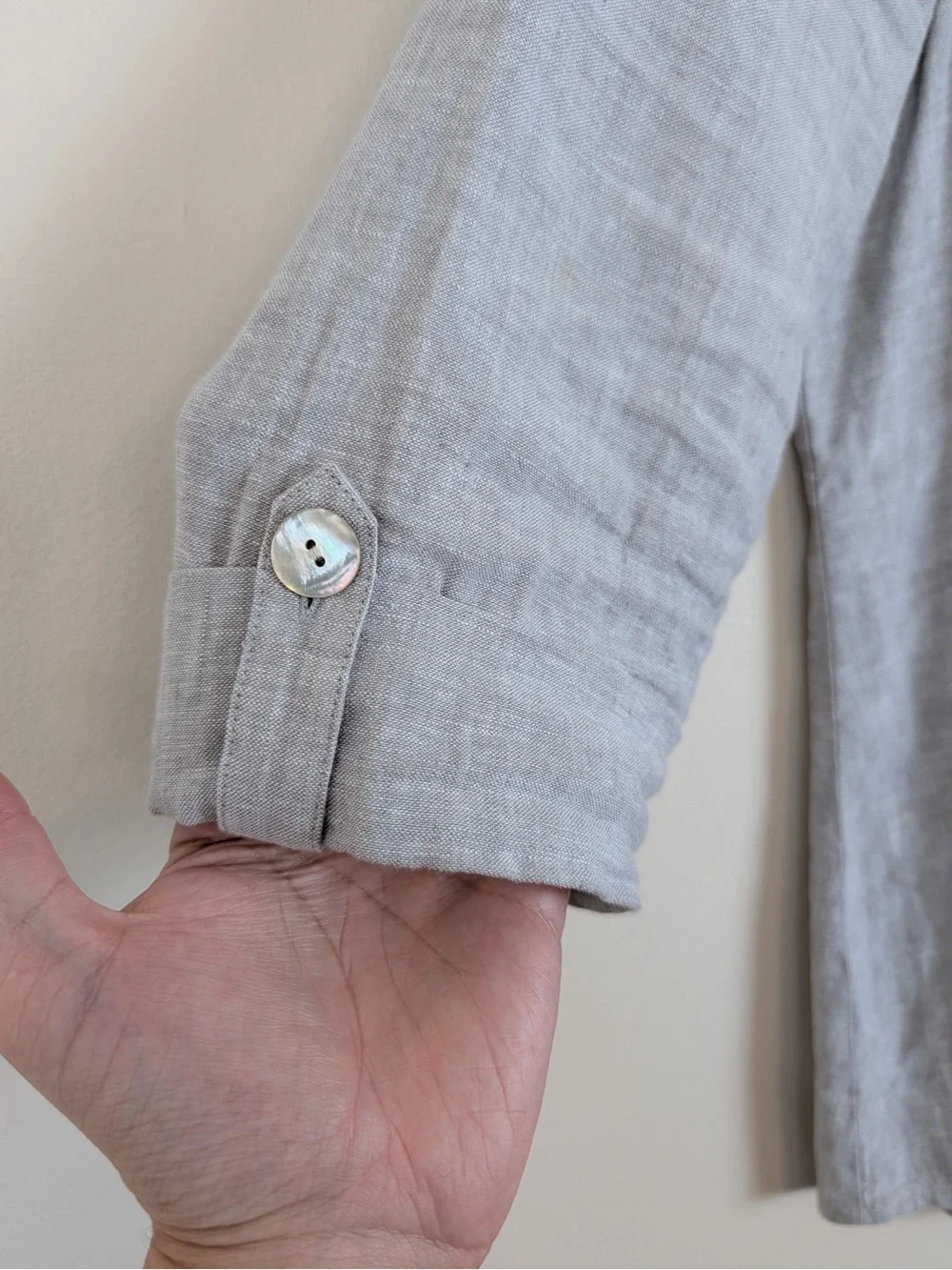 Habitat Clothing Shaped Linen Blend Roll-tab 3/4 Sleeve Shirt
